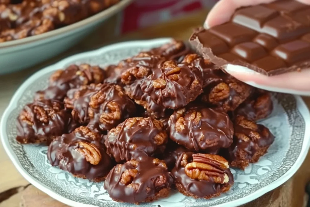 Chocolate Pecan Turtle Clusters